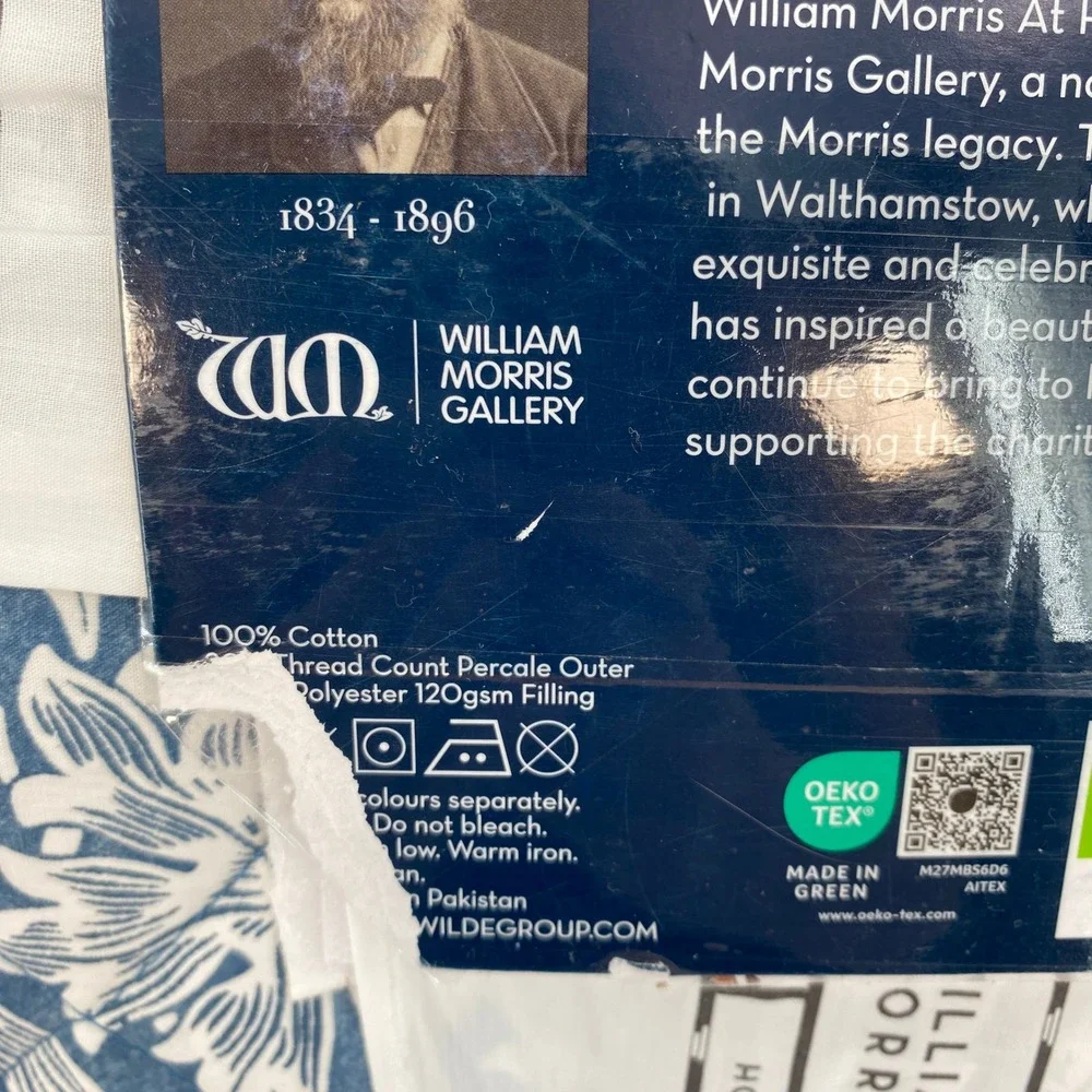 William Morris At Home Quilt King Navy Blue Sunflower Floral Cotton Bedspread